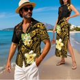 thumbnail image 2 of KUIFORTI Couple Matching Outfits Matching Vacation Outfits for Couples Soft and Comfortable Casual Beach Vacation Party Shirt Suitable for Everyday Casual Wear Polynesian Tribal Plumeria, 2 of 7