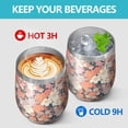 thumbnail image 4 of 12oz Stemless Wine Tumblers Pioneer Flower Vacuum Insulated Stainless Steel Travel Tumbler Cups Mug with Lid and Straw for Champaign,Cocktail,Beer with Cleaning Brush, 4 of 5