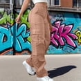 thumbnail image 2 of Bibifish Womens Cargo Pants Oversized Fit Versatile Utility Pants Casual Solid Color Workout Trendy Ladies Trousers With Multiple Pockets, 2 of 5