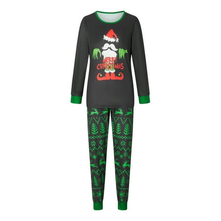 

Christmas Pajamas for Family Monster Letter Print Tops + Pants Set