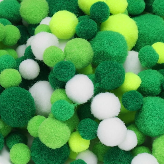 Fuzzy Pom Poms Balls, 120 Pcs Assorted Sizes Mini PomPoms for Crafts Jewelry Making Green Series