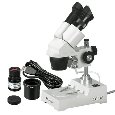 AmScope 20X & 40X Stereo Microscope with Digital Camera (Best Stereo Microscope For Entomology)
