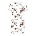 thumbnail image 5 of Two Piece Outfits for Women Summer Floral Printed Crew Neck Short Sleeve Tops and Shorts Set Sleep Loungewear (2XL, White 01), 5 of 5