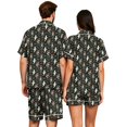 thumbnail image 6 of Couples Pajama Sets Matching Halloween 2 Piece Short Sleeve Button Down Pjs Soft Lightweight Sleepwear Loungewear for Her Him with Allover Graphic Print Black XL, 6 of 6