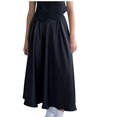 thumbnail image 2 of AUNVITO Women's Satin Elastic High Waist Casual Long Skirt - Solid Color Ankle-Length Skirt for Spring Summer, Black, White, Khaki, 2 of 7