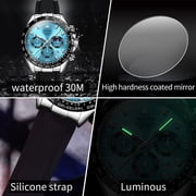 OLEVS Watches for Men Chronograph Multifunction Sport Silicone Luxury Dress Moon Phase Quartz Male Watch Waterproof Mens Wrist Watches Reloj para Hombre,plated golden/Black/White/Blue/Grey Dial