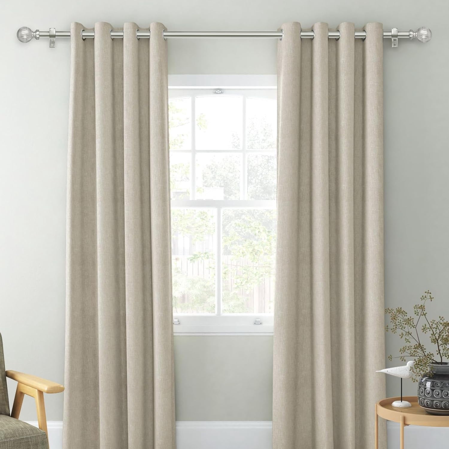 Urbanest Adjustable Volle Single Curtain Rod Set – 5/8 - Inch Diameter, With Pewter Rod, 28–120 Inches