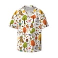 thumbnail image 4 of Uemuo Animals Forest Pattern Cotton Linen Short Sleeve Shirts,Casual Lightweight Button Down Shirts,Vacation Beach Summer Tops-4X-Large, 4 of 7