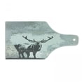 thumbnail image 1 of Antlers Cutting Board, Standing Stag Silhouette Grunge Style Background Shadow Monochromic Illustration, Tempered Glass Cutting and Serving Board, Wine Bottle Shape, Grey Black, by Ambesonne, 1 of 1