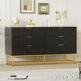 thumbnail image 1 of 6 Drawer Dresser with Wide Storage, Modern Wood Chest with Metal Legs for Bedroom, Living Room & Hallway, 1 of 8