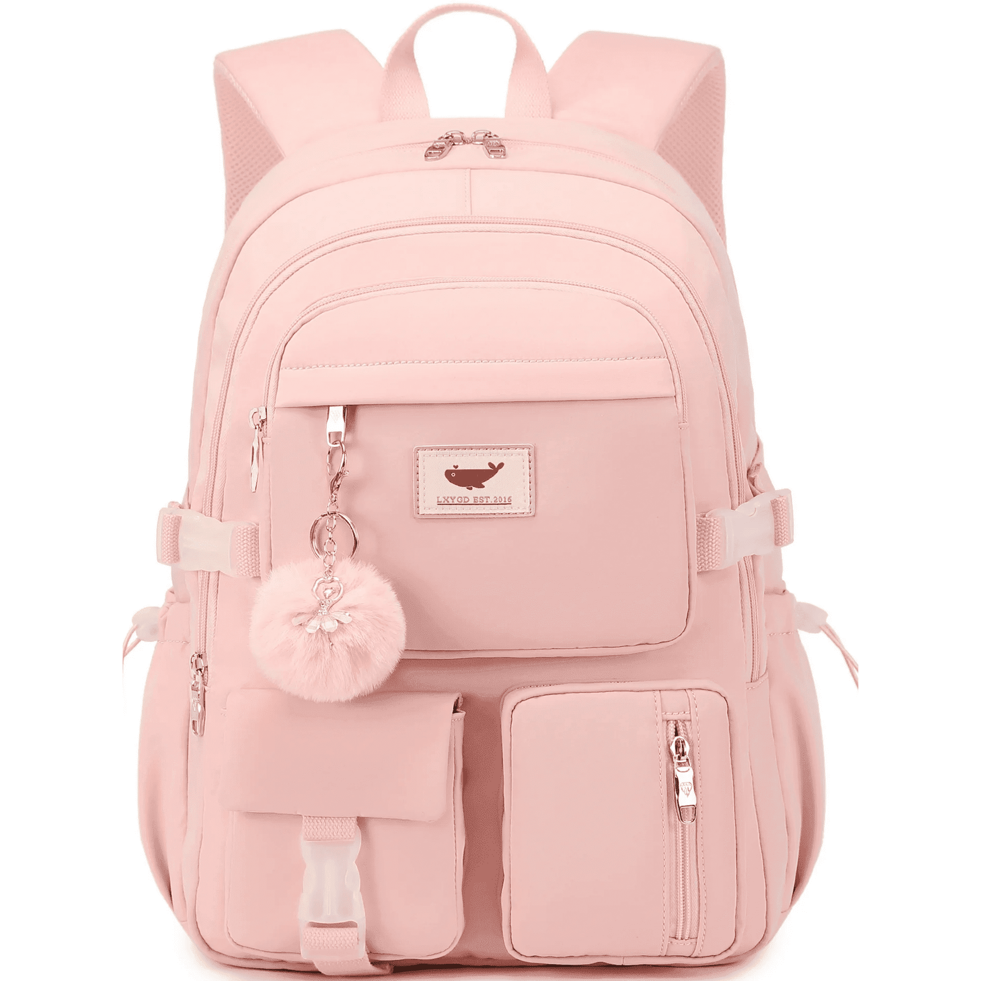 AO ALI VICTORY Laptop Backpack 15.6 Inch Kids Elementary Middle High School Bag College Backpacks Anti Theft Travel Back Pack Large Bookbags for Teens Girls Women Students (Pink)