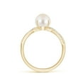 thumbnail image 2 of ANGARA Freshwater Cultured Pearl Twist Shank Ring with Diamonds in 14K Yellow Gold for Women | June Birthstone, Birthday, Anniversary, Jewelry Gift for Women | Pearl Ring, 2 of 11