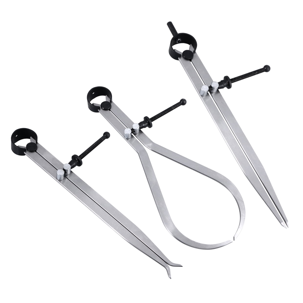 QIFULL 3 Pcs Spring Divider Caliper Set for Fine Adjustment with Carbon Steel Silver for Engineers