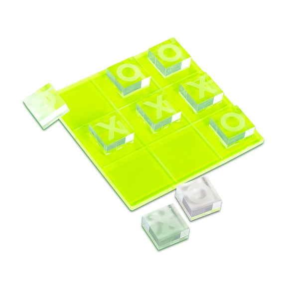 Acrylic Tic Tac Toe Set 8" x 8" Neon Yellow