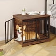 thumbnail image 6 of Hzuaneri Dog Crate Furniture with Barn Door, 31.9" Heavy Duty Wooden Kennel for Small Medium Dogs, Farmhouse Style, Rustic Brown, 6 of 8