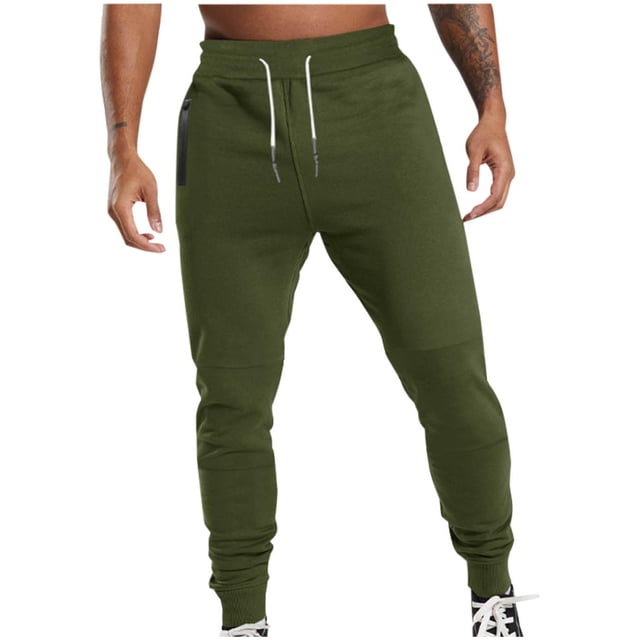 Amzcrzy Sweatpants for Men Men Casual Solid Zipper Multiple Pockets Drawstring Outdoor Sweatpants Men's Pants Men's Sweatpants Workout Pants for Men Men's Cargo Pants Pants for Men