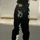 thumbnail image 3 of Pantalones vaqueros retro góticos americanos Y2K con estampado de araña, pantalones vaqueros ajustados estilo punk hip-hop rock, moda urbana, 3 of 5
