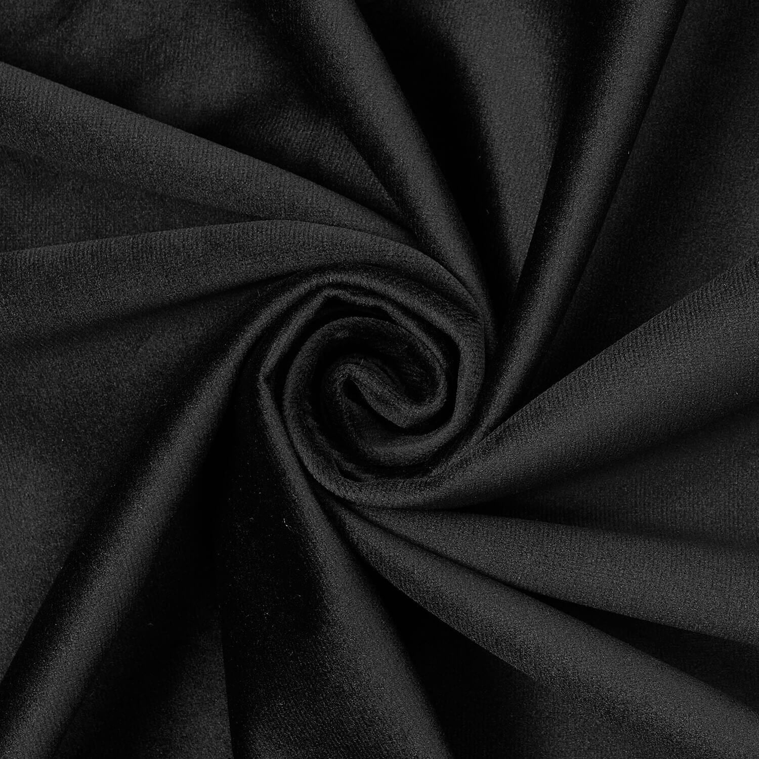 Upholstery Velvet Fabric Plush Textured 60 Inch Heavyweight Polyester Microfiber By The Yard - Black (5 Yards)