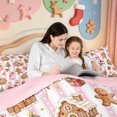 thumbnail image 4 of Manfei Cute Rustic Christmas Full Size Comforter Sets,Farmhouse Bell Bedding Comforter Set,Pink Reversible,3-Piece,1 Comforter and 2 Pillowcases, 4 of 7
