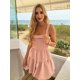 thumbnail image 2 of HH TRAF Vestidos de verano para mujer 2024 Moda Rosa Cuello cuadrado Fruncido Sin mangas Vestido corto plisado sin espalda informal para mujer, 2 of 5