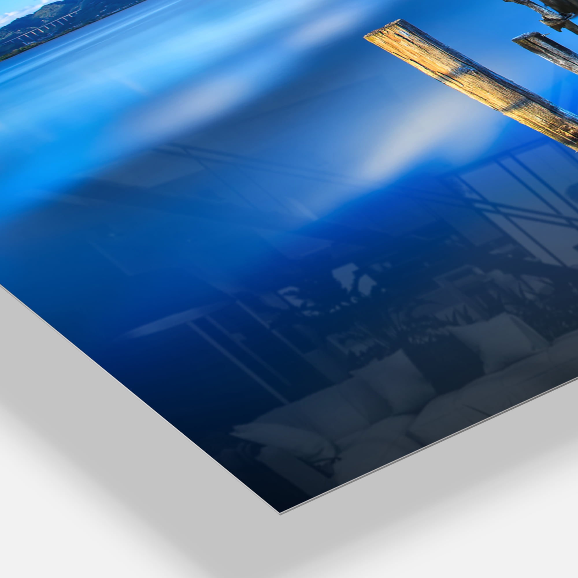 Designart 'Wooden Pier Remains in Blue Sea' Modern Wall Clock