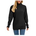 thumbnail image 4 of IROINNID On Sale Pullover Sweater for Women Winter Long Warm Round Neck Long Sleeve Turtleneck Loose Fit Knitwear Sweater,Black, 4 of 5