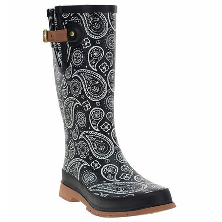 Western Chief Poppin Paisley Rain Boot Black
