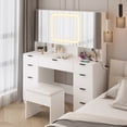 thumbnail image 3 of Ktaxon Large 47.24" Makeup Vanity Table Set with Hidden Storage, 9-Drawer Dressing Table, Bedroom Makeup Table, White, 3 of 12