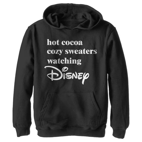 Boy's Disney Hot Cocoa and Cozy Sweaters  Pull Over Hoodie Black X Large
