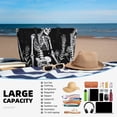 thumbnail image 4 of Kdxio Vintage Black white Plant skull for Beach Bag for Women Large Beach Tote Bag Waterproof Sandproof Swim Bag with Zipper Pockets Beach Vacation Travel, 4 of 6