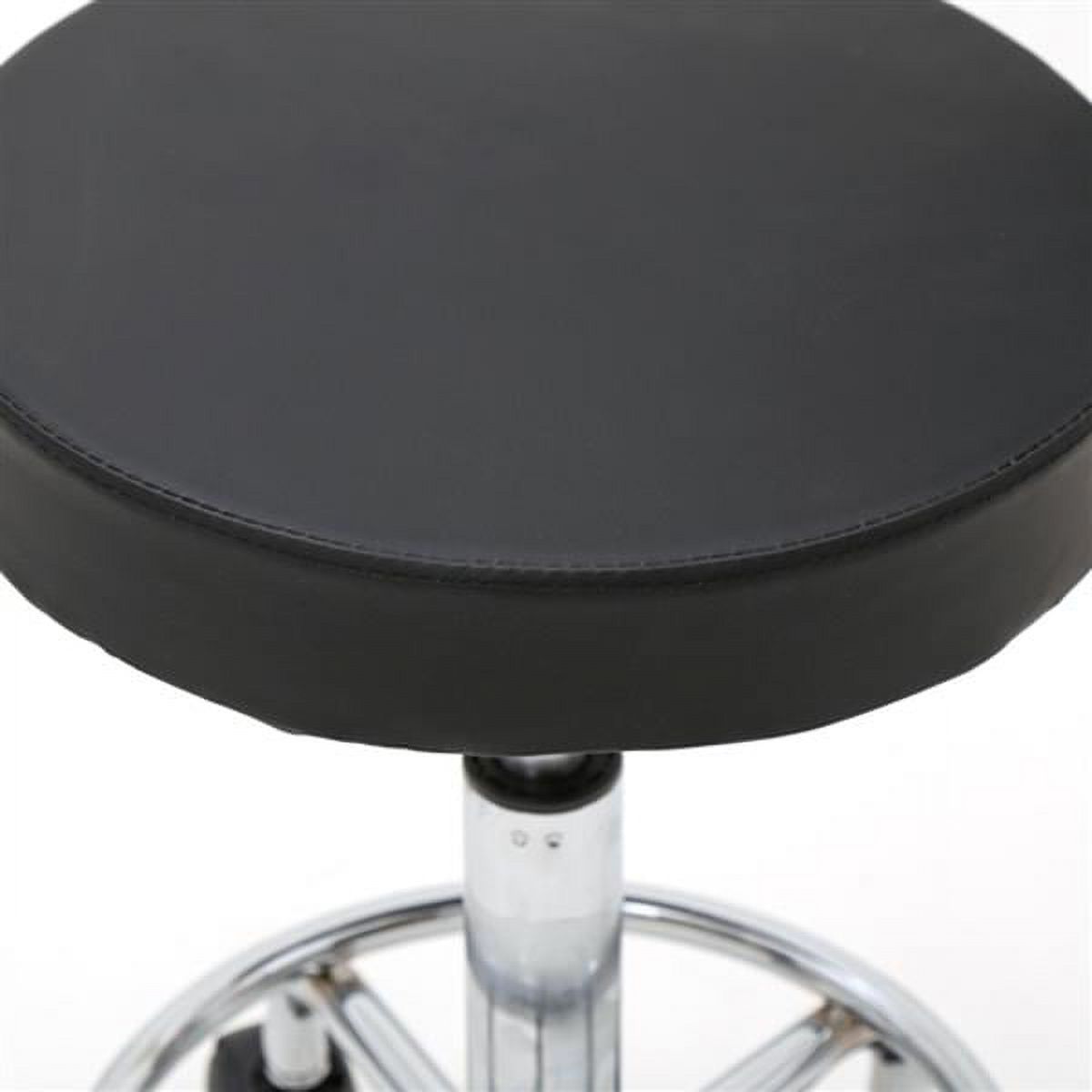 Alvantor Rolling Stool with Backrest, Adjustable Height, 360° Swivel PU Leather Seat, Black