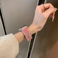thumbnail image 2 of Woolen Band for Apple Watch Series 10 9 8 7 6 5 4 3 2 1 SE & Ultra 2 1 , Floral Print Leather Slim Band Adjustable Breathable Soft Strap for Women Girls iWatch 44/45/46/49mm/42mm(Series 1 2 3), Pink, 2 of 5
