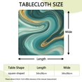 thumbnail image 2 of Teal Marble Gold Wave Pattern Square Fitted Tablecloth with Elastic Edge,Square Table Cover,Washable Elastic Table Cover for Home Kitchen Party Decor 34"x34", 2 of 6