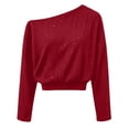 thumbnail image 3 of Oversized Off Shoulder Sequin Knit Sweater for Women Loose Long Sleeve Ribbed Pullover, 3 of 3