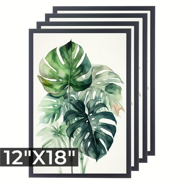 4-Pack Multi-Size Deep Black Photo Frames, Combination Set, Gallery Poster Frame Collage Decoration, Creative Simple Photo Wall, Home Decor, Suitable For Home, Office, Living Room Decoration