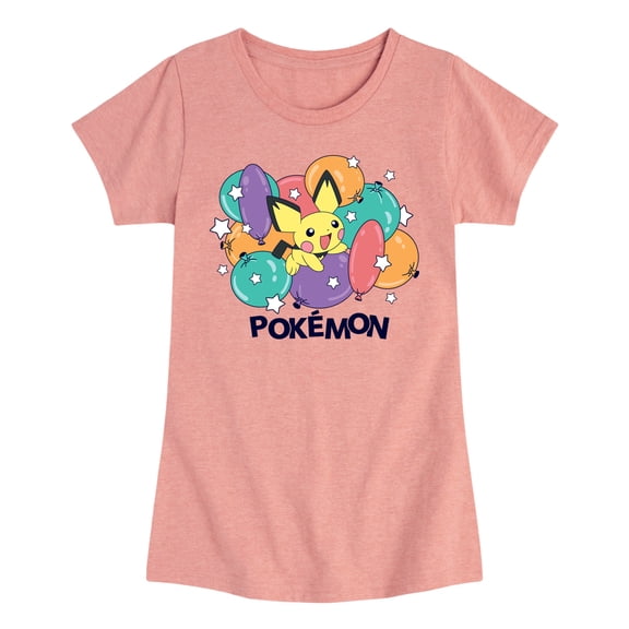 Pokémon - Pichu Balloon Cluster - Youth Girls Fitted Short Sleeve T-Shirt