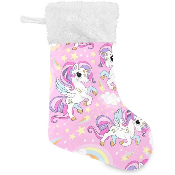 Coolnut 1 PCS Christmas Stocking Cute Unicorns Big Warm 17.7 Inch Hanging Xmas Stockings Decoration for Family Holiday Party Ornaments Decor Fireplace