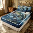 thumbnail image 2 of Erosebridal Rustic Blue Green Bass Fish Zipper Twin Comforter Sets with Fitted Sheet and 2 Pillowcases for Boys Men, Ocean Wave Print Zipper Bedding Set, Navy Reversible, 4-Piece, 2 of 7