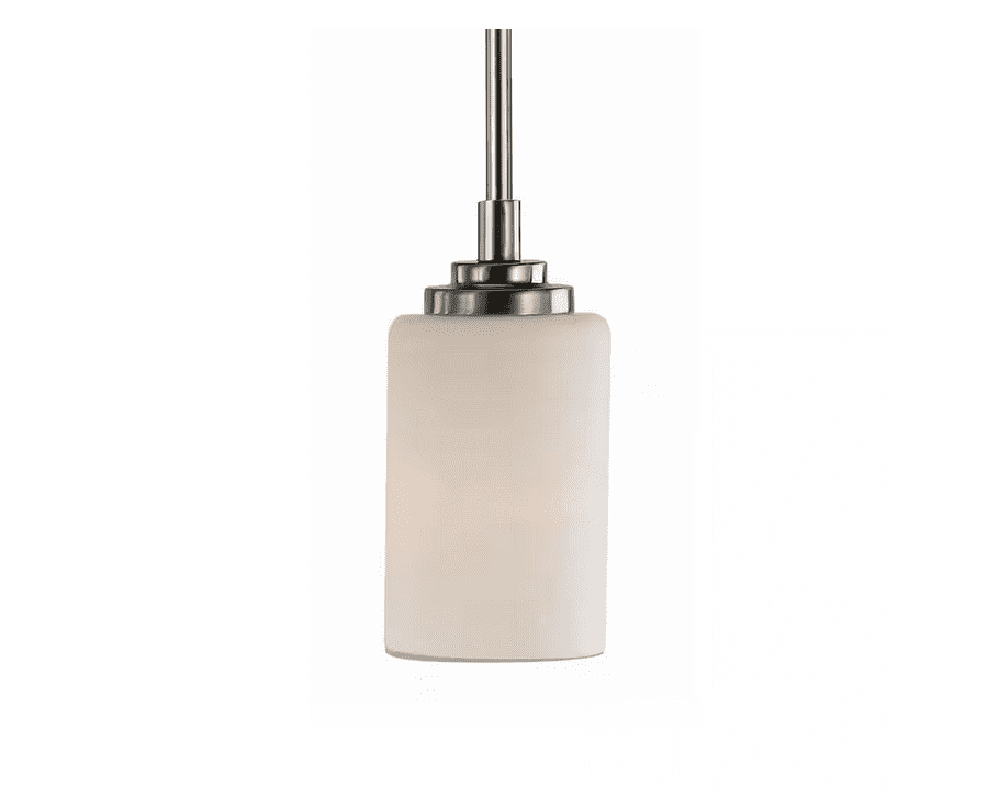 Bel Air Lighting Mod Pod 1-Light Brushed Nickel Hanging Mini Pendant Light Fixture with Frosted Glass Cylinder Shade