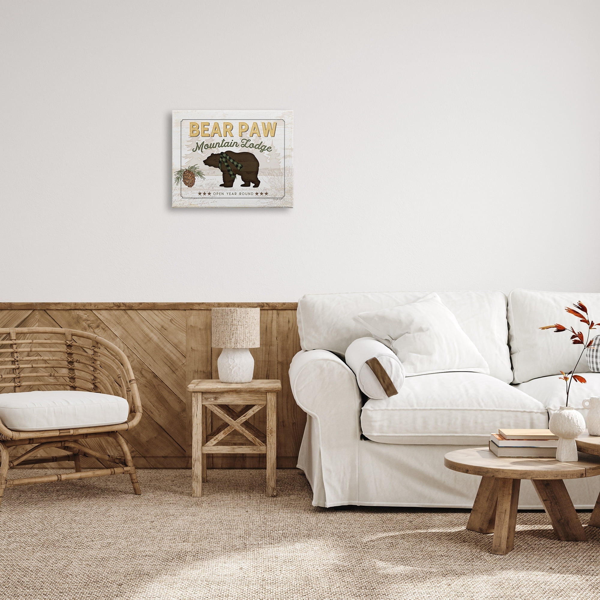 Stupell Bear Paw Mountain Lodge Cabin Animals & Insects Painting Gallery Wrapped Canvas Print Wall Art