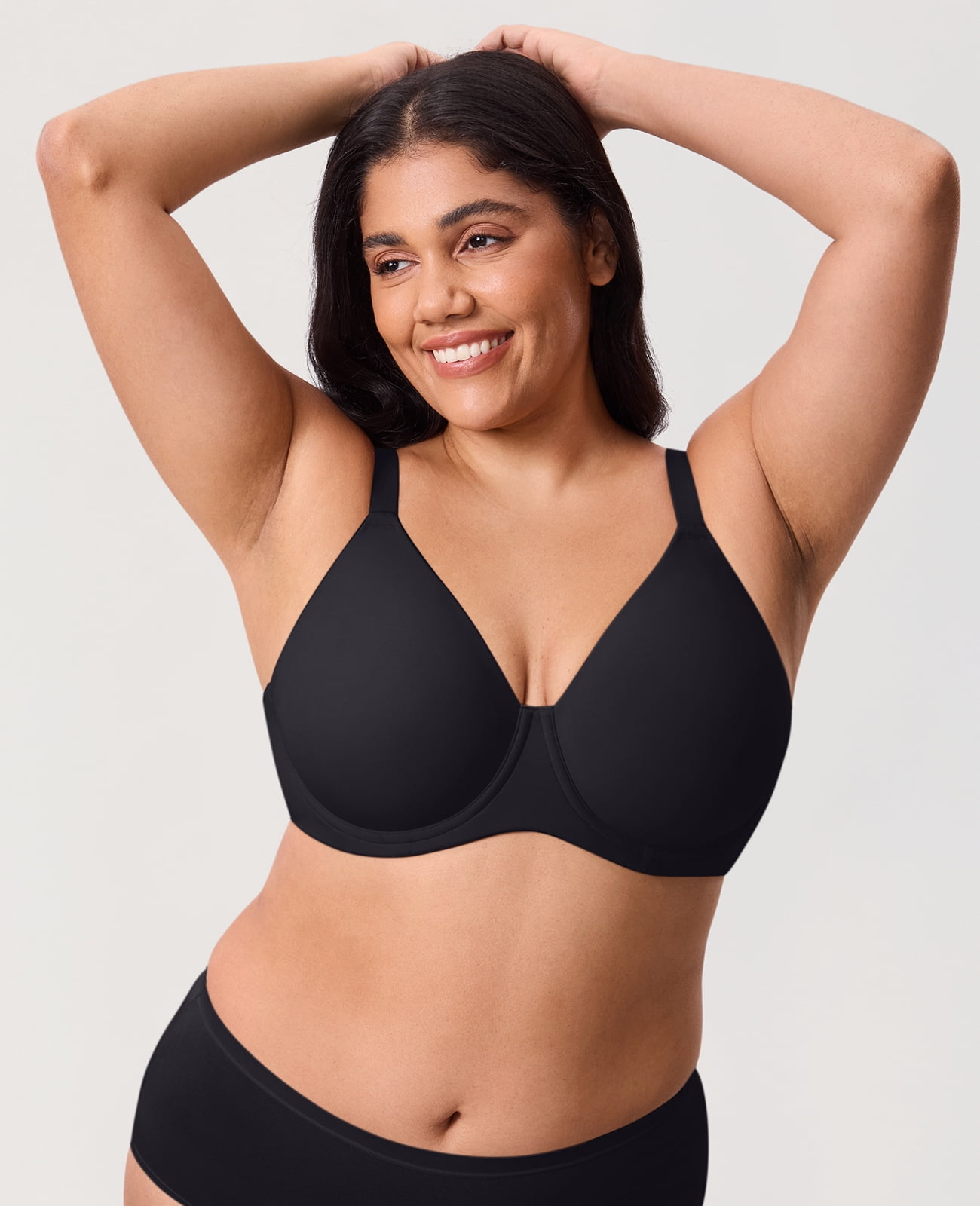 DELIMIRA Women's Inbarely Lift Full Coverage Bras Plus Size Unlined T shirt Underwire Seamless Bra