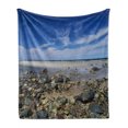 thumbnail image 1 of Massachusetts Soft Flannel Fleece Throw Blanket, Plum Island Beach with Sand and Rocks at Low Tide Atlantic Ocean Nautical, Cozy Plush for Indoor and Outdoor Use, 50" x 70", Multicolor, by Ambesonne, 1 of 6