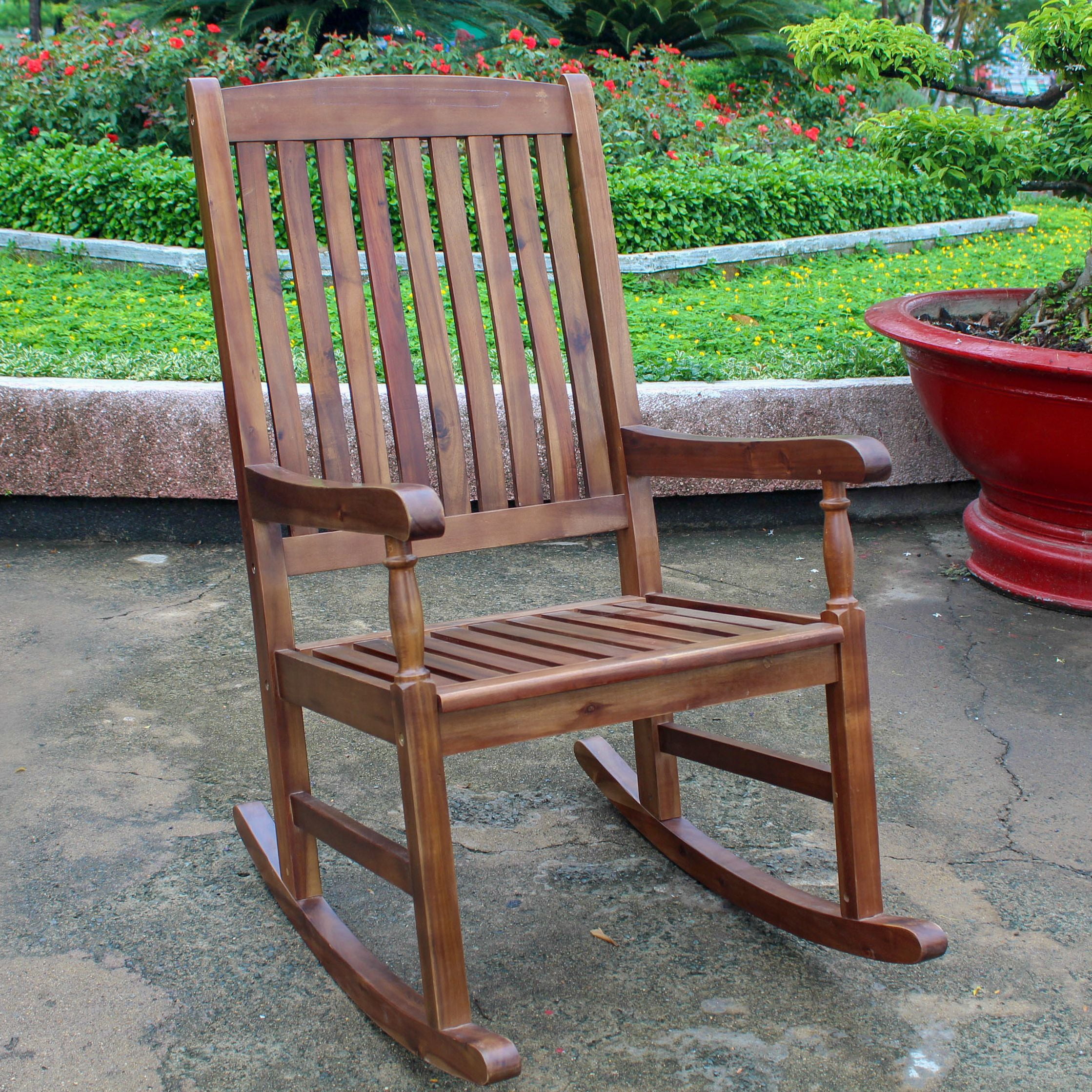 International Caravan Highland Acacia Traditional Porch Rocker