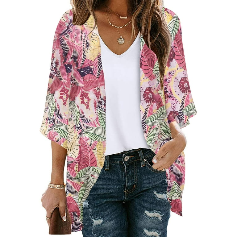 Lightweight Shrugs for Women Summer Cardigan with Pockets Long Sleeve Cardigan Fall Clothes Women s Business Casual Clothing Women s Printing Tops Blouse with Cardigan 1 Walmart