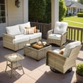 thumbnail image 3 of XIZZI Outdoor Patio Furniture Sets, 6 Pieces Outdoor Sectional wicker patio furniture with Coffee Table and Swivel Chairs, All-Weather Conversation set for Porch, Gray, 3 of 12