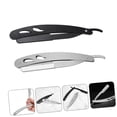 thumbnail image 4 of 2 Pieces Razor Holder Stainless Steel Shaving Cutter Manual Beard Razor for Men Vintage Style Hair Shaver, 4 of 5