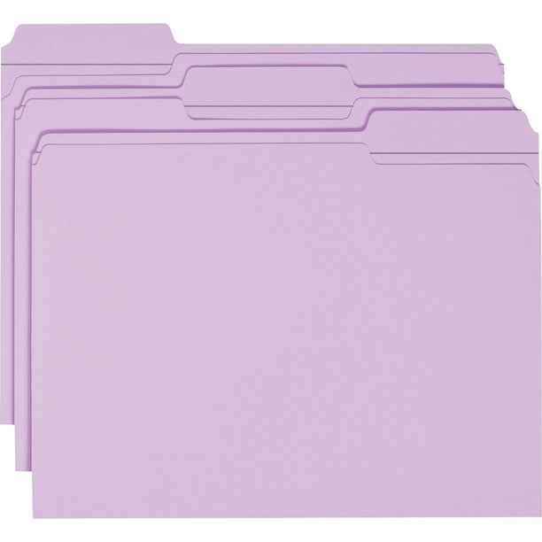 Smead File Folders with Reinforced Tab, Lavender, 100 / Box (Quantity