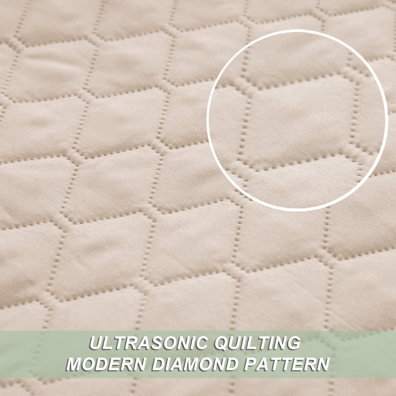 Exclusivo Mezcla King Size Quilt Set, 3-Piece Lightweight King Quilts Soft Bedspreads Bed Coverlets, Brich Beige, 104"x96"