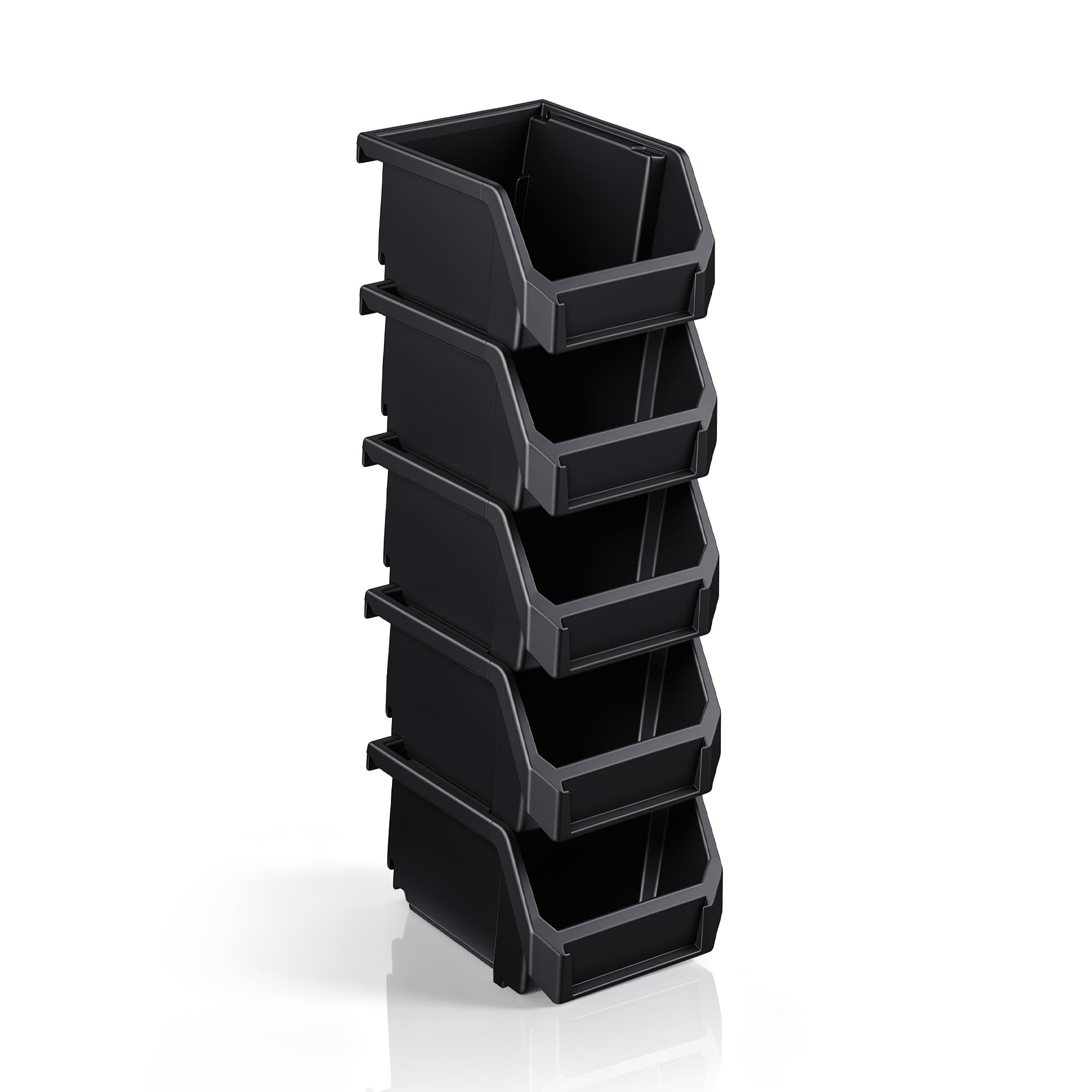 Sorbus Extra Small Open Front Stackable Pantry Storage Bins, 5-Pack, Black
