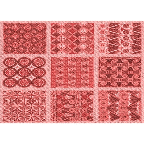 Ahgly Company Indoor Rectangle Patterned Ferrari Red Area Rugs, 8' x 10'